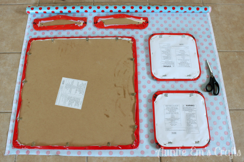 Kid's craft table makeover with laminated cotton. This is an easy project and only takes about an hour! | AuntieEmsCrafts.com