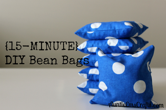 For less than $5 you can make a set of DIY bean bags to match your game board with just one fat quarter. It only takes 15 minutes to make each one! | AuntieEmsCrafts.com