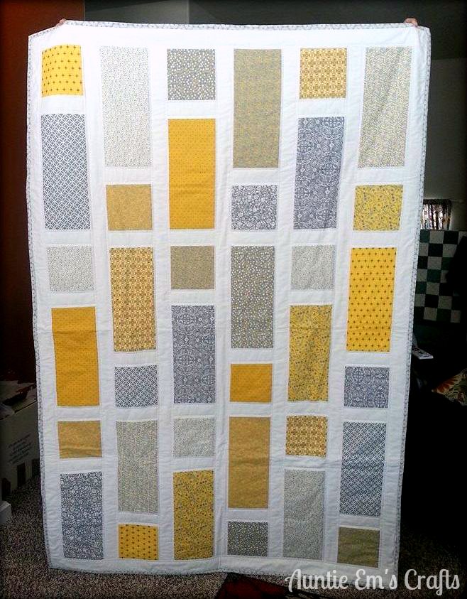 Yellow and Gray lap quilt by AuntieEmsCrafts.com