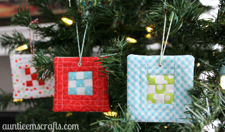9 Patch Quilt Block Ornament | AuntieEmsCrafts.com