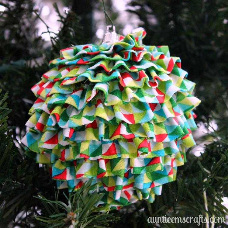 Upcycled Ruffle Ornament | AuntieEmsCrafts.com