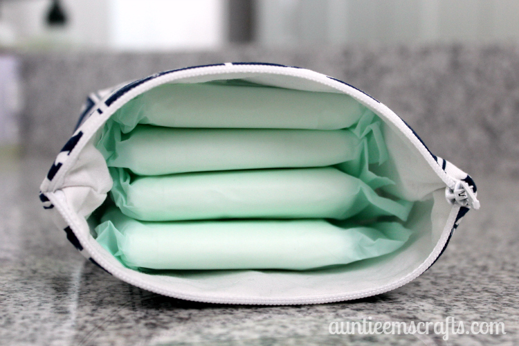 Maxi Pad and Pantiliner Zippered Pouch Tutorial | AuntieEmsCrafts.com