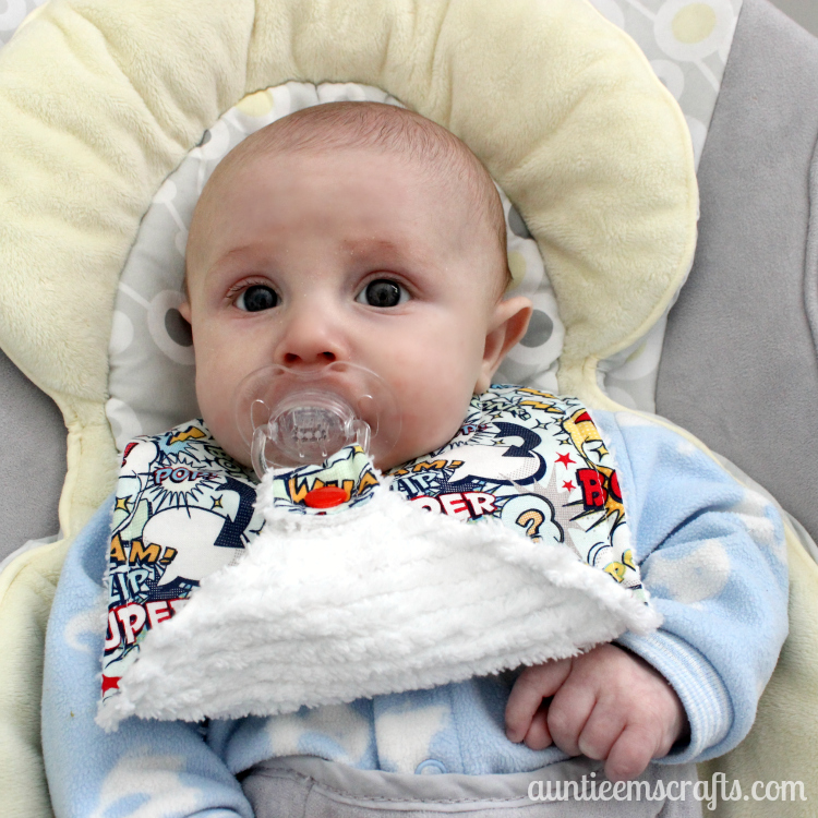 Free Binky Bib Pattern and Tutorial by AuntieEmsCrafts.com