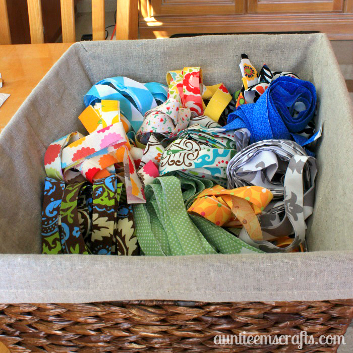 Making Fabric Yarn from Scraps | AuntieEmsCrafts.com