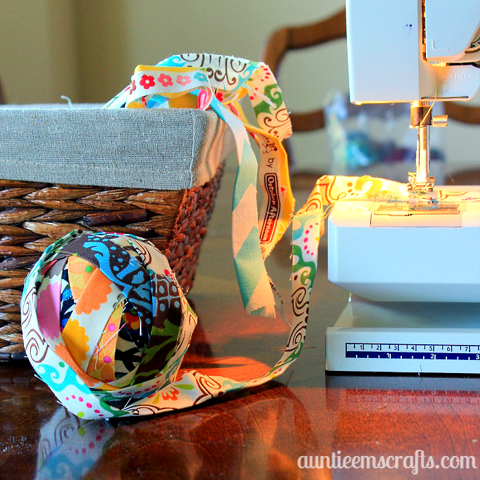 Making Fabric Yarn from Scraps | AuntieEmsCrafts.com