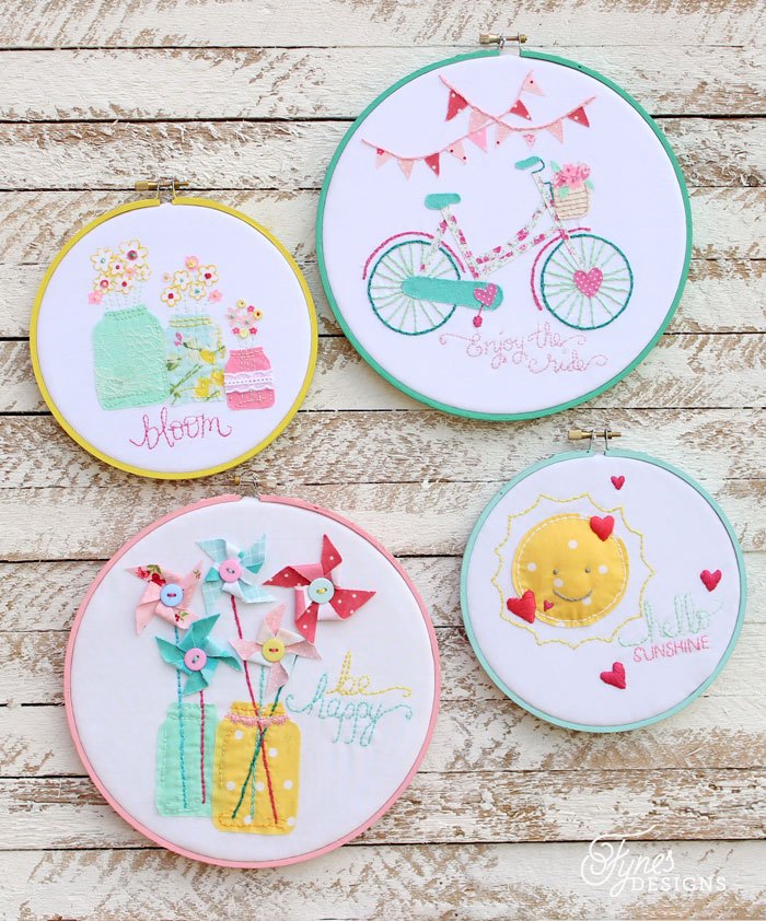 Summer Inspired Embroidery Hoop Art, Copyright 2014 Fynes Designs